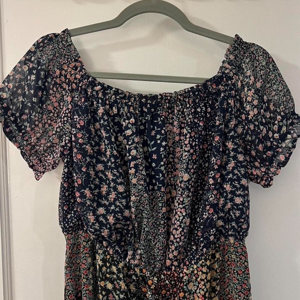 Lulus “Neva Navy Blue Floral Print Off-the-Shoulder Maxi Dress” - Picture 3 of 7